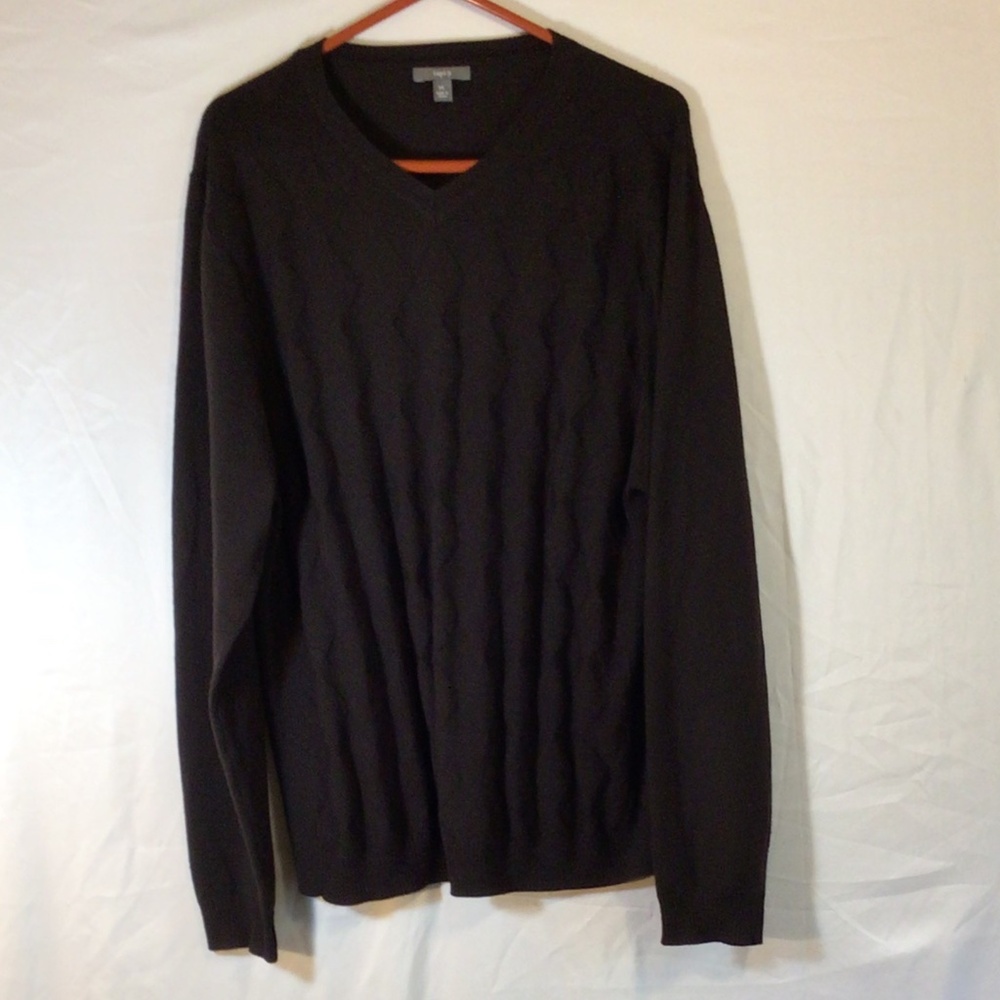 Apt. 9 Men’s Merino Wool V-Neck Sweater XL Soft Lightweight Classic Black Preppy
